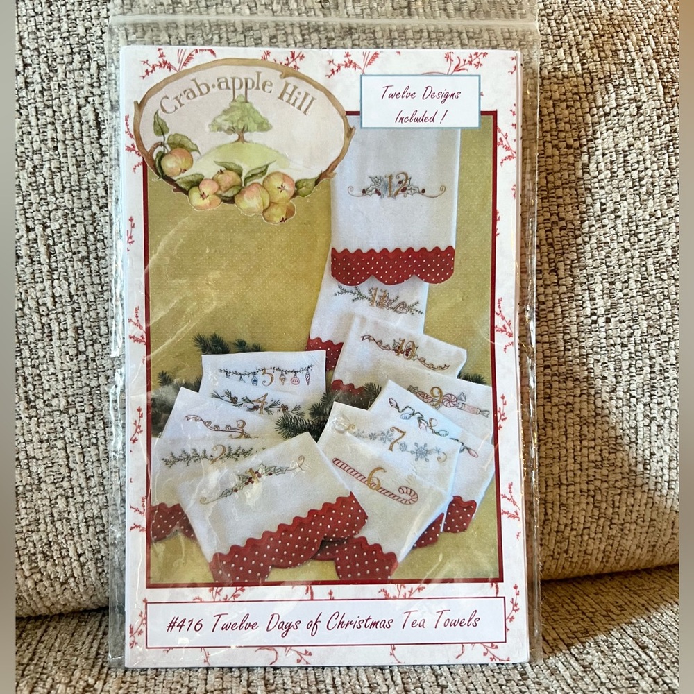 Crab apple Hill, 12 days of Christmas tea towel patterns